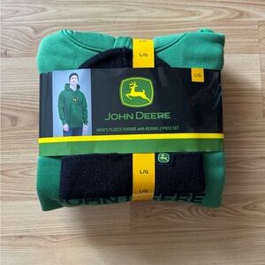 John Deere Men’s Fleece Hoodie with Beanie 2 Piece Set